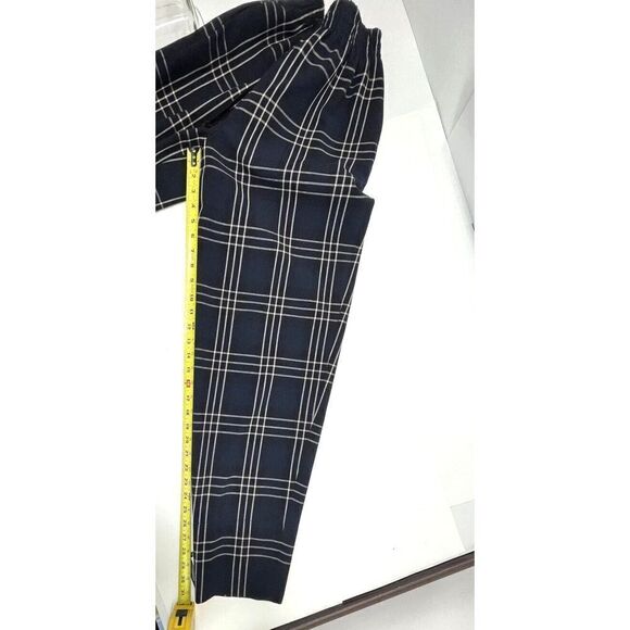 Aritzia Wilfred Blue Plaid High Rise Soleste Pants Size Small Cuffed Windowpane - Picture 9 of 12